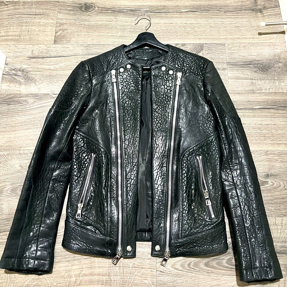 Balmain H&m leather biker jacket